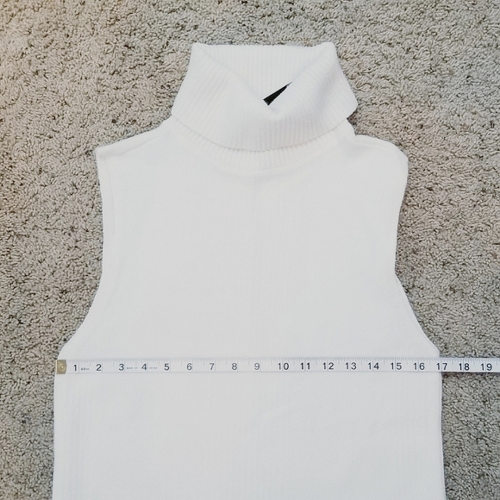 White House Black Market Ivory Long Side Split Tunic Sweater - Picture 5 of 8